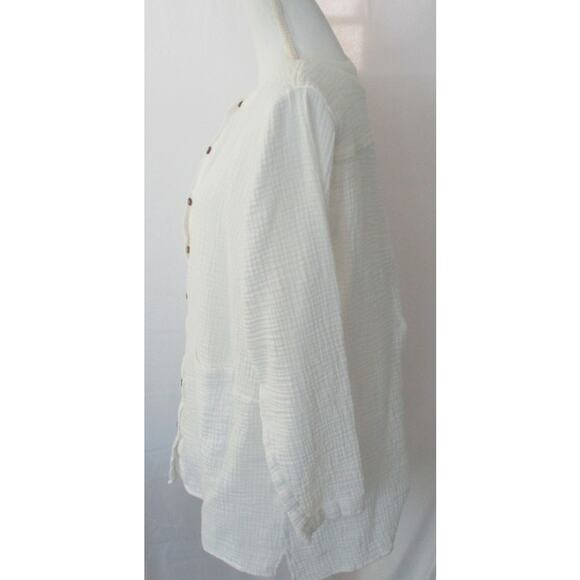 Joan Rivers Women's White Gauze Long Sleeve Button Blouse With Tank Top Size L. - Picture 4 of 14